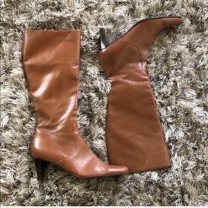 Talbots Knee High Brown Square Toe Heeled Boots